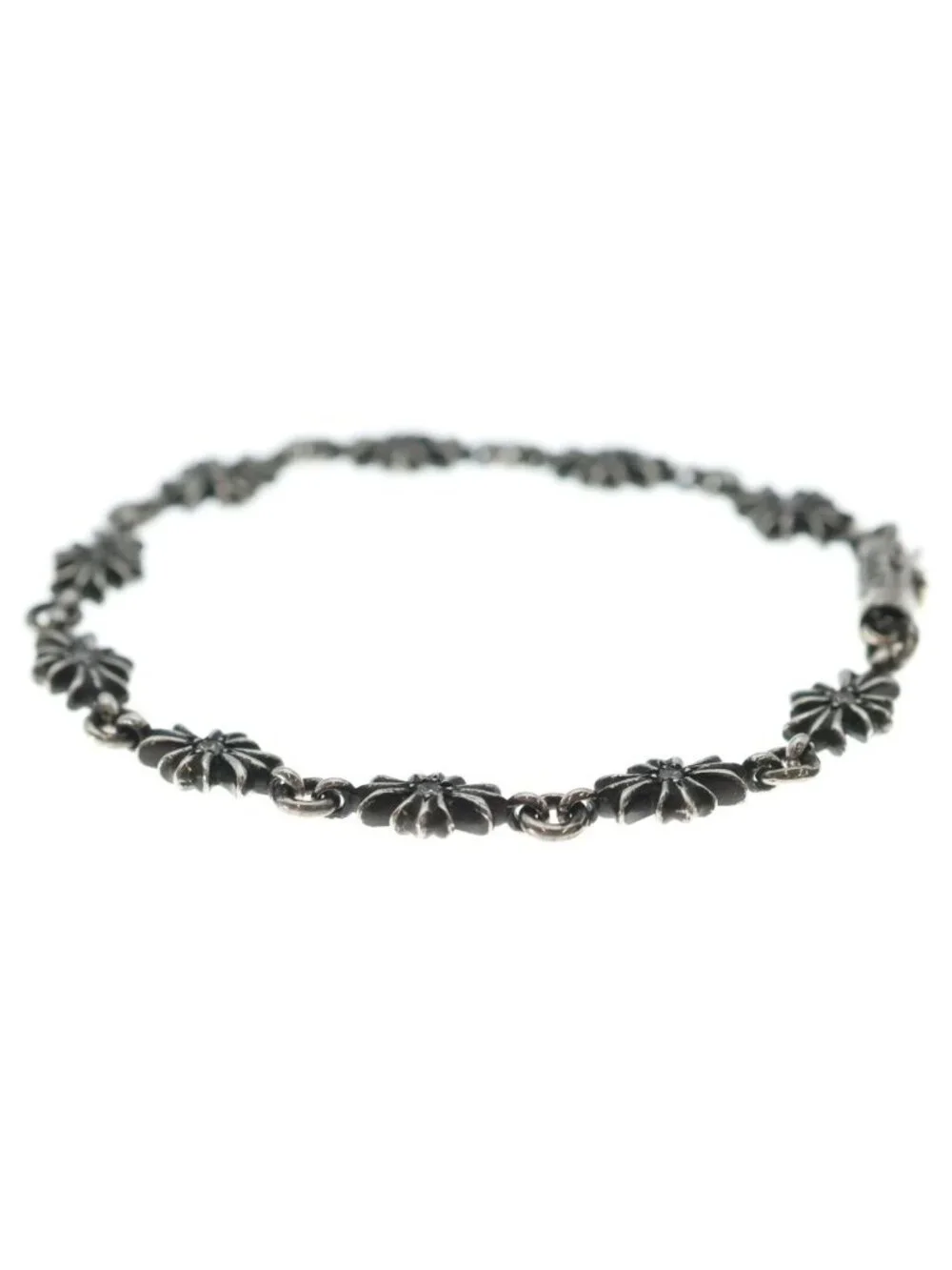 Chrome Hearts Tny CH Pls P Dia Tiny Ech Plus Pave Diamond Silver Bracelet